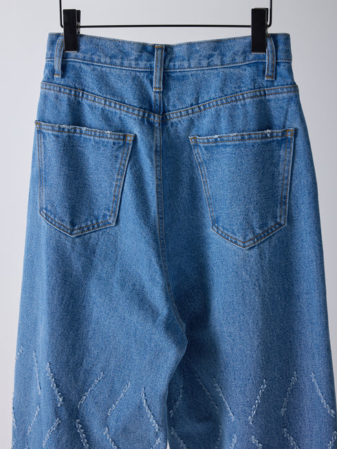 【 予約:2月上旬 】LASER CUT WIDE DENIM /Y261-31001